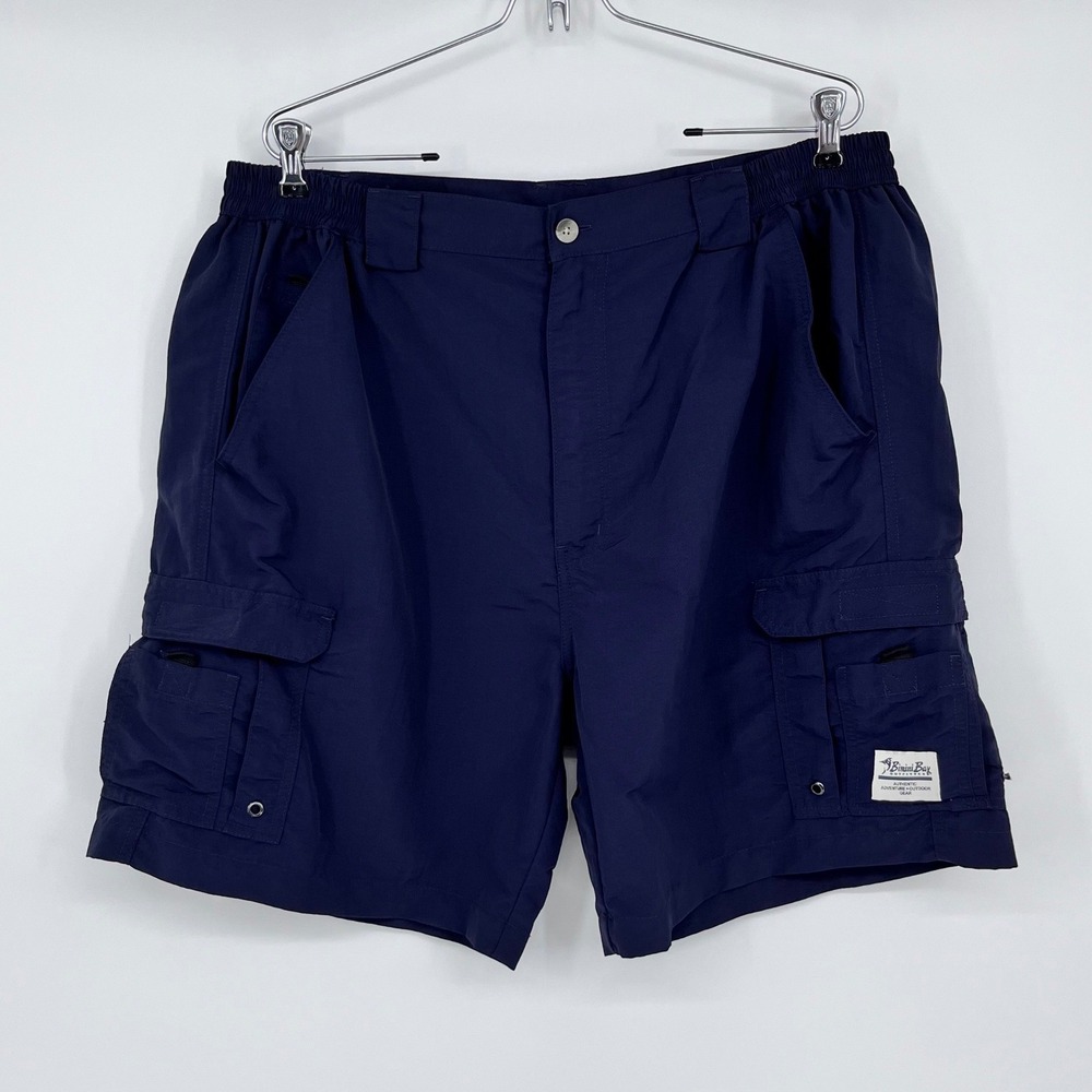 Bimini Bay Outfitters Cargo Shorts Mens 34 Navy Blue Nylon Fishing Hiking 7 In